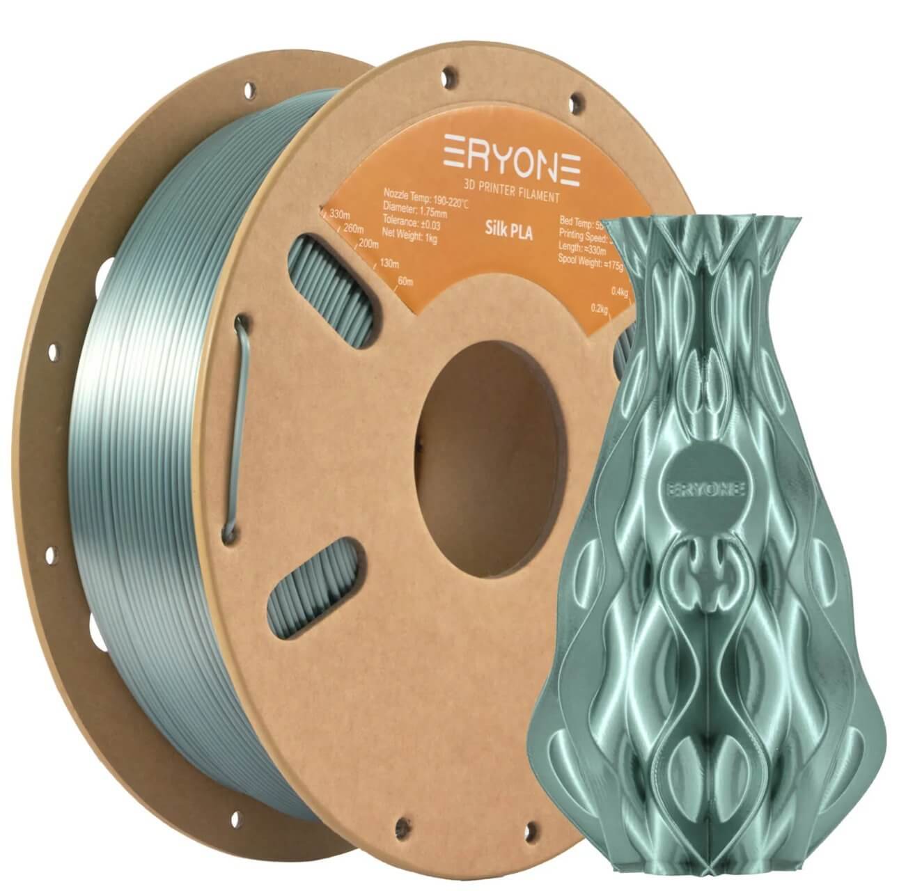 Silk PLA filament 1.75mm 1kg grön rulle 3D-skrivare