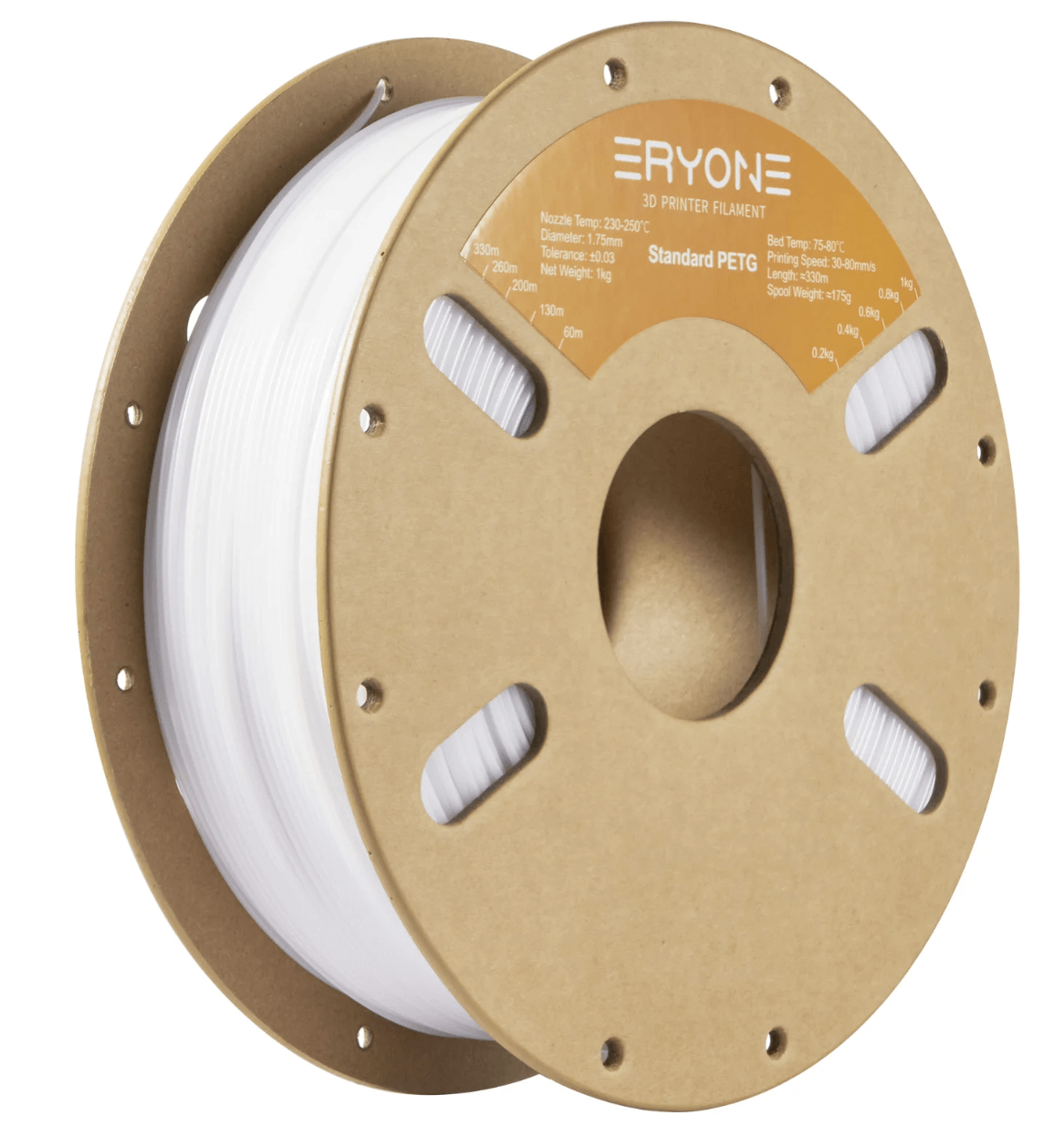 PETG filament 1.75mm vit spole för 3D-skrivare
